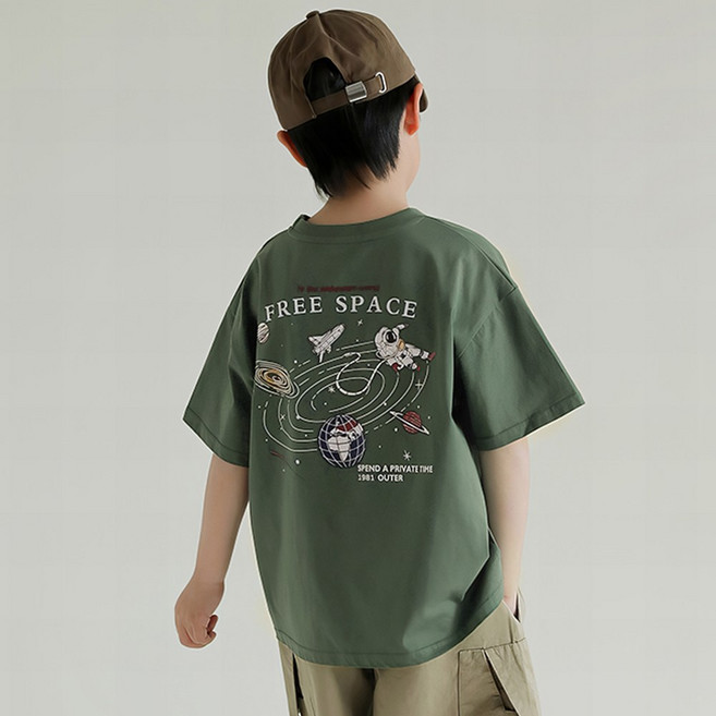 베비포 초중생 루즈핏 SPACE 프린팅 반팔티 -EW9