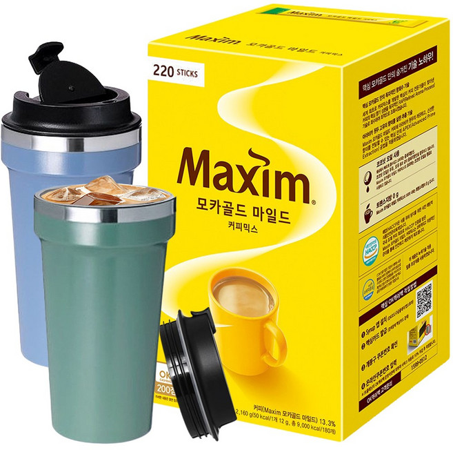 맥심모카골드 커피믹스 220T + 더블스텐텀블러, 1개, 220개입, 12mg