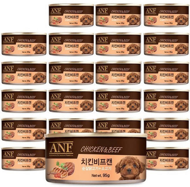 ANF 강아지캔 치킨비프 95gx24캔 (N4), 혼합맛(순살닭고기/소고기), 95g, 24개