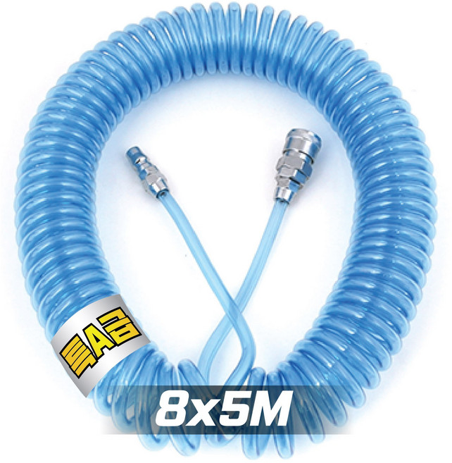 국산 코일에어호스 노랑 / 블루(특A급) 에어줄 타카호스 콤프레샤호스 에어호수 컴프레셔, 1개