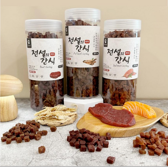전설의간식 강아지부터 노령견까지 엄청 좋아하는 간식 대한민국 제조 말랑말랑하고 장건강에 좋은 져키 통간식, 1개, 1kg, 연어