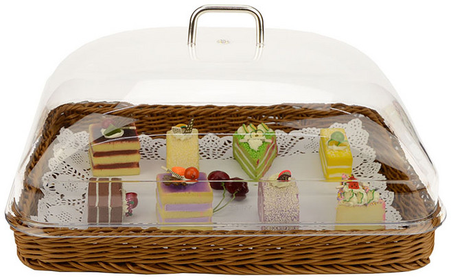 디저트트레이 제빵보관함 디저트보관함 종이포함디저트바구니, 베이지 + 뚜껑 (50개 종이) 40x30x7, 상세 페이지 참고