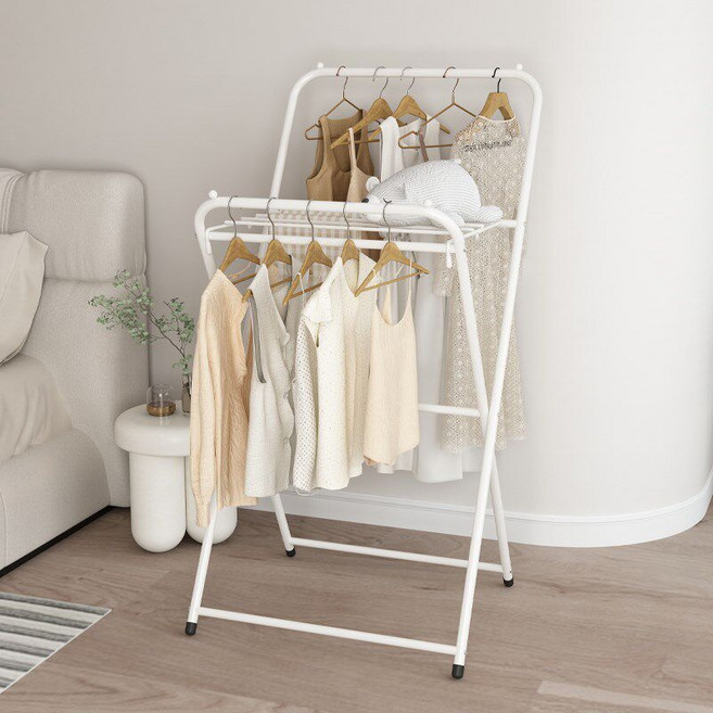 Alemon튼튼한 폴딩 접이식 소형 미니 원룸 빨래건조대 실내 빨래줄, 흰색