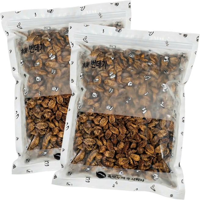 번데기 1kg 지퍼백 냉동번데기 길거리 간식의 대표 365일 안심포장 쪽빛누리, 2개
