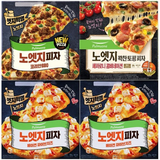 [G][풀무원] 노엣지피자 4종 4판 골라담기 (파이브치즈 페퍼로니콤비네이션 코리안BBQ 포테이토콘), 5.파이브치즈X2+콤비네이션X1+코리안BBQX1, -