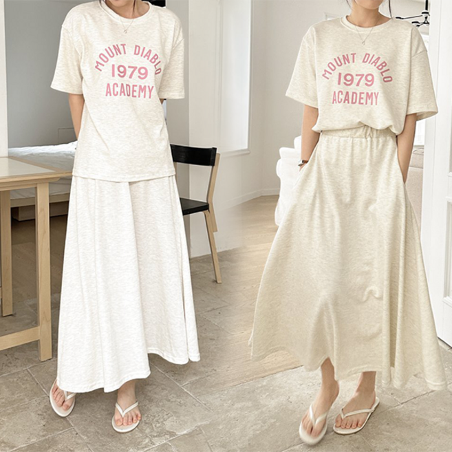 NewCare 여성 반팔 치마 투피스 세트 포켓 데일리 치마