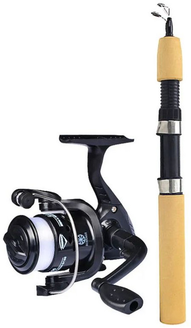 NR 얼음낚시대 스피닝릴 세트, 블랙