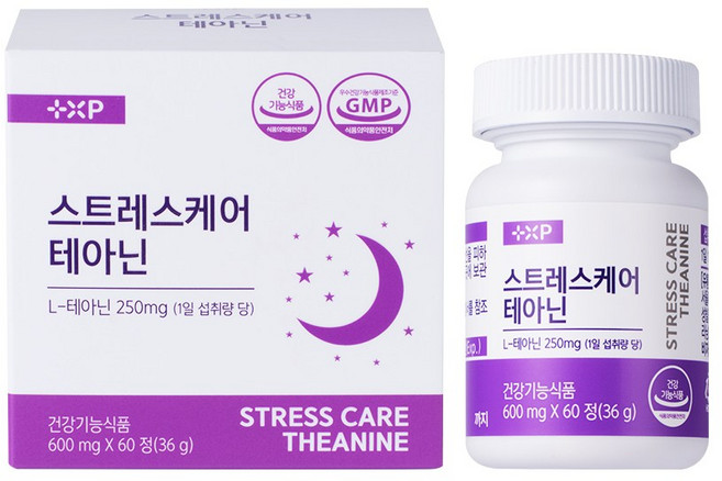 스트레스 긴장완화 마음 편안한 테아닌 영양제, 1개, 60정