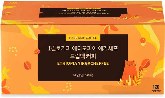1킬로커피 에티오피아 예가체프 드립백 커피, 8g, 36개입, 1개