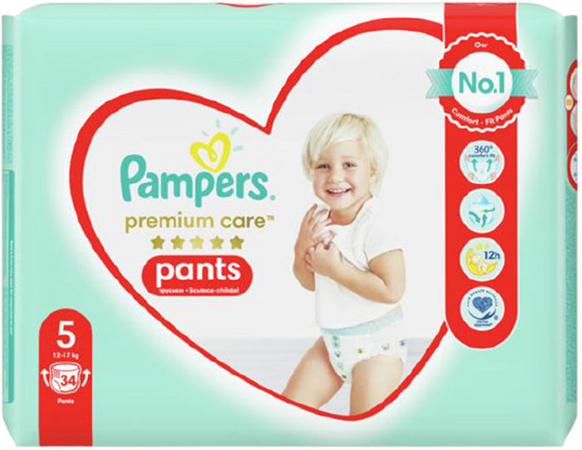 데코마당 무료체험찬스 유럽산 베이비드라이 기저귀 프리미엄케어 팬티 형 3 4 5 6 7 단계 pampers 아동공용, 2매, 5단계