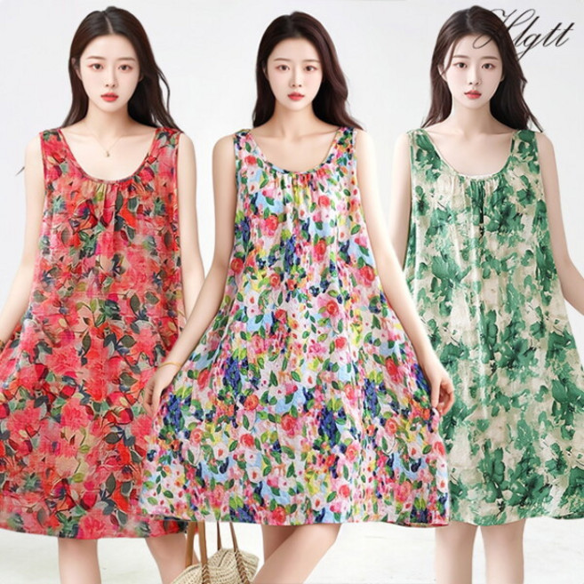 헬리꽁땡 여성용 여름 잔꽃 인견 원피스 3종 55~88까지
