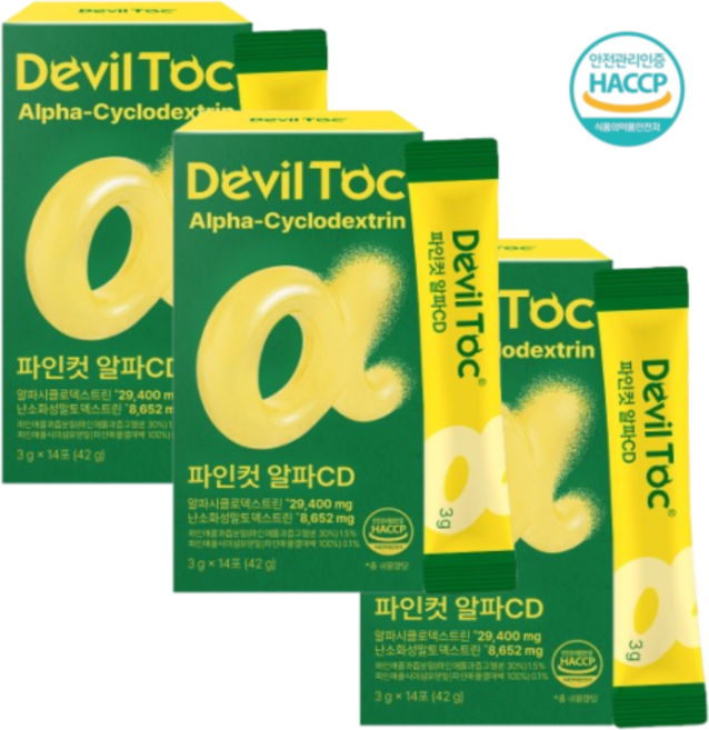데빌톡 파인컷 알파CD 알파시클로 난소화성말토덱스트린 브로멜라인 식이섬유, 3박스, 14회분