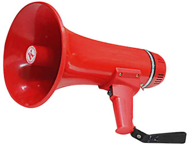 출력 15W 확성기 NM-360 : 마이크+싸이렌+호루라기 겸용 미니 메가폰 간이앰프 미니확성기 유치원 학생지도용 소방서 소방훈련 경찰서 훈련지도용 각종모임 집회용 확성기 마이크, 단색, 메가폰NM-360(15W), 1개