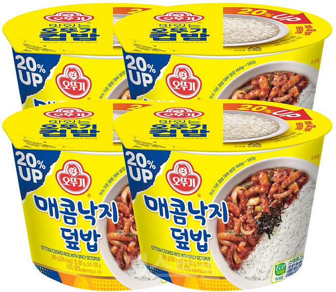 오뚜기 맛있는 컵밥 매콤낙지덮밥, 280g, 4개