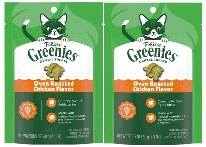 필라인 그리니즈 고양이 구강관리간식 간식, 닭고기, 60g, 2개