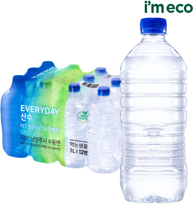 아임에코 가벼운샘 생수 무라벨, 1L, 12개