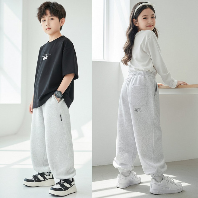 달콩슈 주니어용 트레이닝 조거 팬츠 커브드 패턴 남아 여아 DKW217