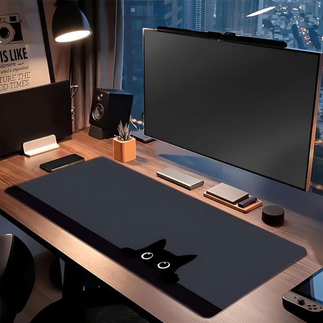 에센셜00 게이밍 마우스 장패드 800*300mm 생활방수 미끄럼 방지, 1개, 블랙