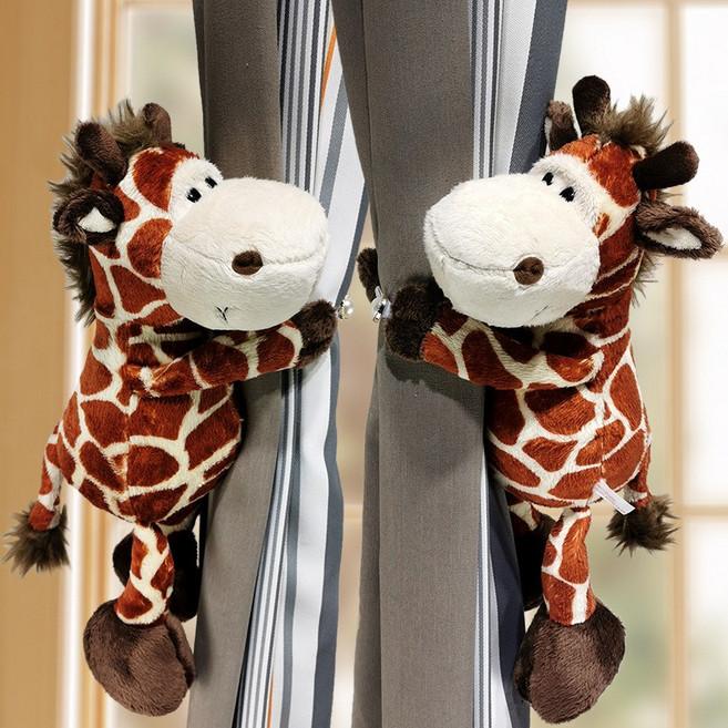 만화 기린 인형 커튼 버클 펀치 프리 드로우 스트링, 가격2, 1개