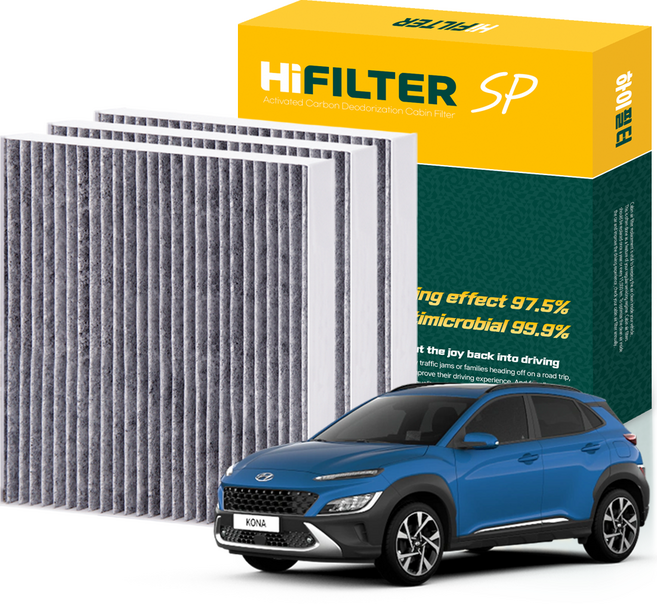 하이필터 현대 자동차 코나 활성탄 에어컨필터, 3개, 더 뉴 코나 (1세대 OS FL) HI-J010