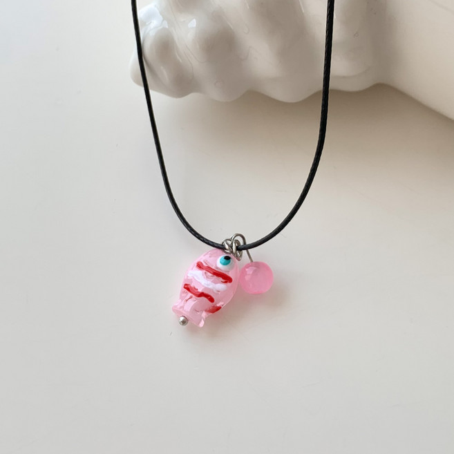 블루씨티 웨이글라스 피쉬 아크릴 여름 비즈 목걸이