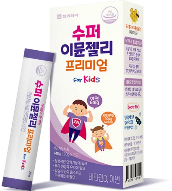 한화제약 수퍼 이뮨젤리 프리미엄 7p, 140g, 1개 - 쿠팡
