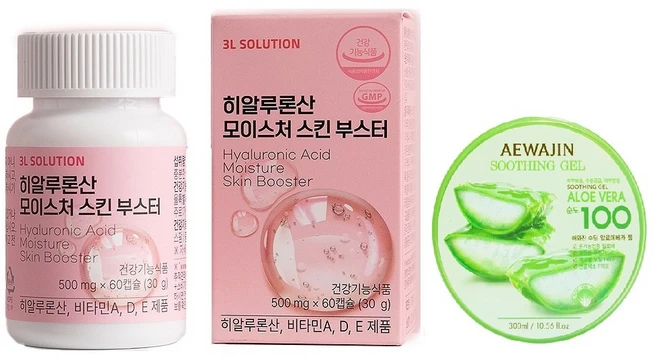 3L SOLUTION 히알루론산 모이스처 스킨부스터 수딩젤 세트, 1개, 60정 - 쿠팡