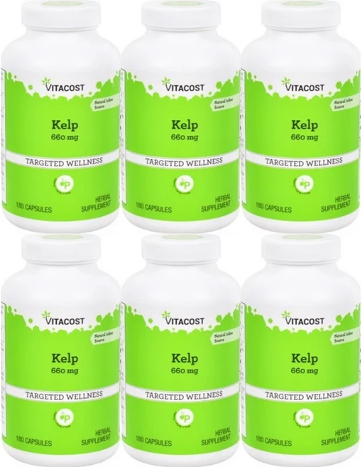 비타코스트 켈프 요오드 660mg 캡슐 Vitacost Iodine Source Kelp, 6개, 180정 - 쿠팡