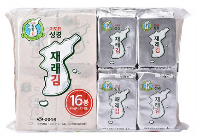 지도표 성경김 재래 식탁김 16단 4g (16봉 x 8개) 128봉 한박스, 128개