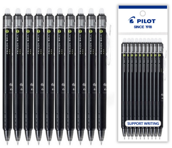 파이롯트 프릭션 지워지는 볼펜 0.5mm, 블랙, 10개