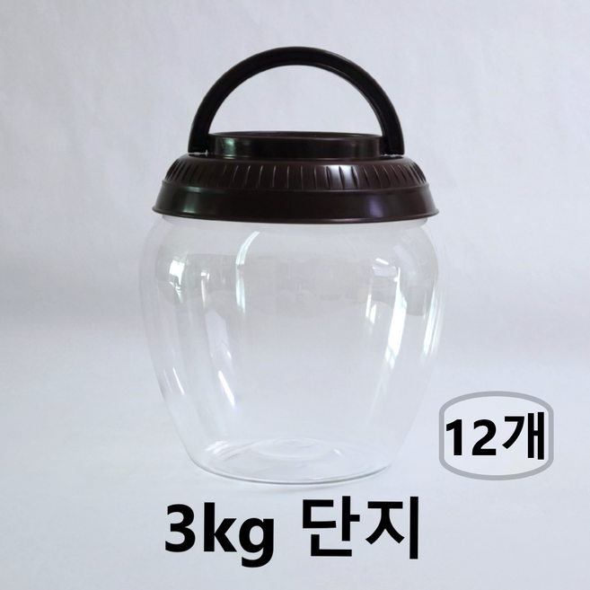 SD상사 플라스틱 항아리 단지 3kg (PET 단지) 고추장통 된장통 젓갈통 장아찌통, 12개