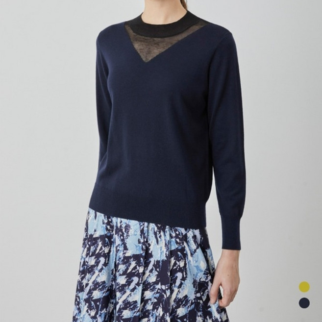 올리비아로렌 브이 하프넥 풀오버 니트 VOCBL5S1161