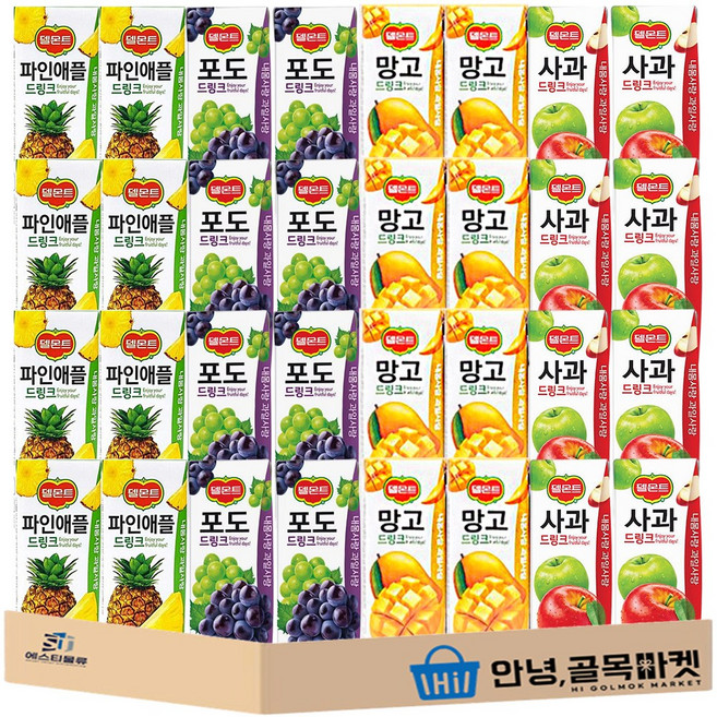 [안녕골목마켓] 델몬트 드링크 망고 포도 사과 파인애플 총 *안전포장*, 1세트, 190ml