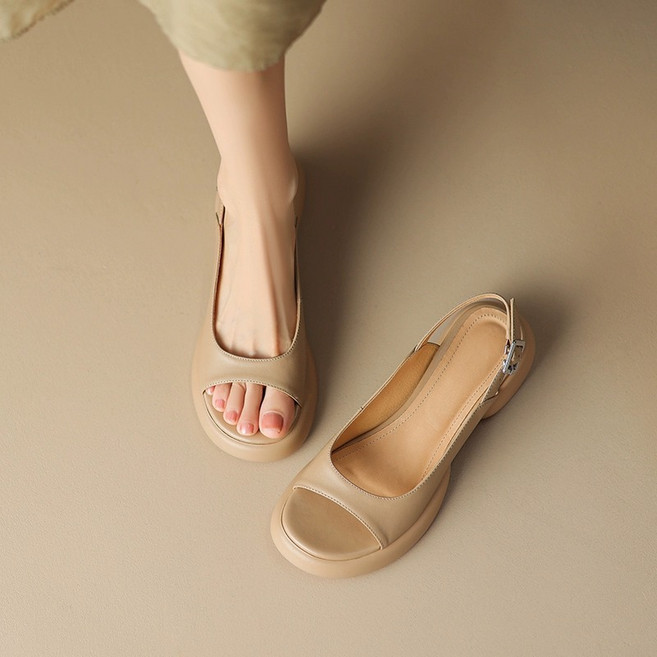 2026 샌들 발편한 여성용 여름 데일리 가죽 밴딩 스트랩 샌들 단화