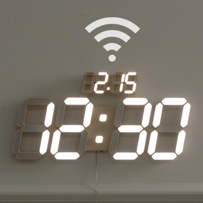 아트박스/플라이토 플라이토 와이파이 인테리어 3D LED 벽시계 38cm 데이즈, 와이파이 데이즈 크림