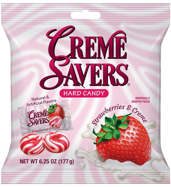 [미국직배]Creme Savers 딸기&크림 하드 캔디, 1개, 177g