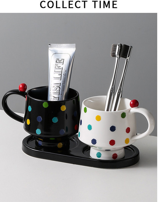 양치컵세트 실리콘네임택 무타공 사무실용 자기흡입 아기물컵 욕실용품세트 양치컵 깜찍한 2개 옵션 칫솔걸이 세라믹컵 욕실용품 리본 거치대 디자인 거꾸로양치컵 유아 A타입 6세트 고급, 1개, 클라우드 세라믹 트레이 - 블랙