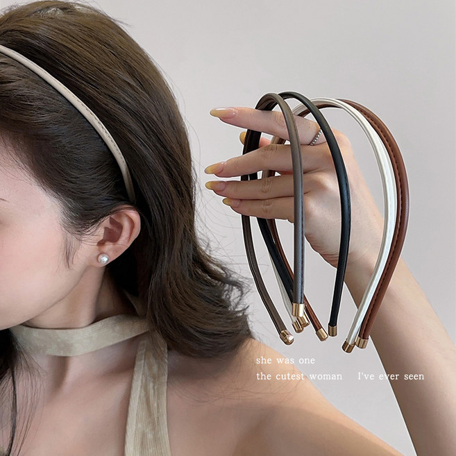 슬림 PU 헤어밴드 5P 여성 데일리 심플 고급 머리띠 FS107