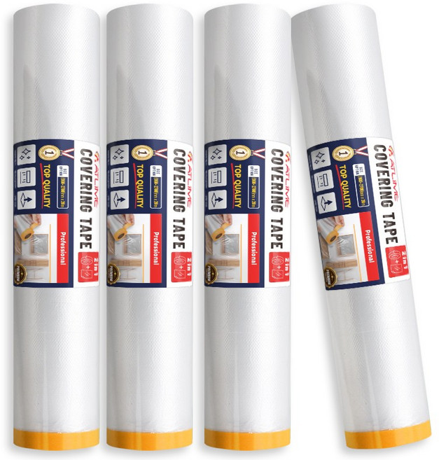 아뜰라임 프리미엄 보양 비닐 커버링 마스킹 테이프, 4개