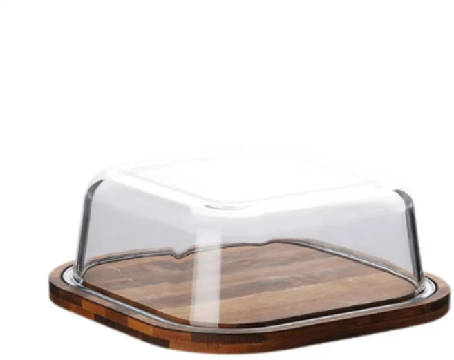 유리 커버 박스 보관 상자 치즈 디저트 주방 신선도 스낵 접시, 03 14.2cmx14.2cmx6.5cm