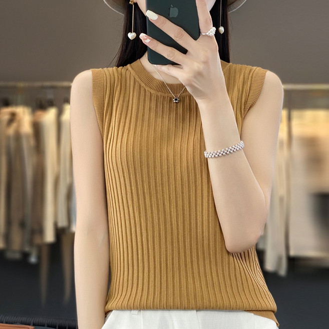 에리페 여성용 에델 얇은 베이직 골지 니트 민소매