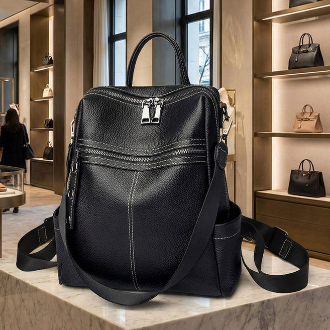 엘다르 보테 천연 소가죽 백팩 (블랙) 직장인여성백팩 대학생백팩