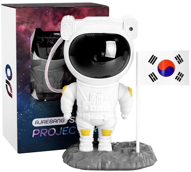 아재방 우주 비행사 블루투스 스피커 무드등, 흰색