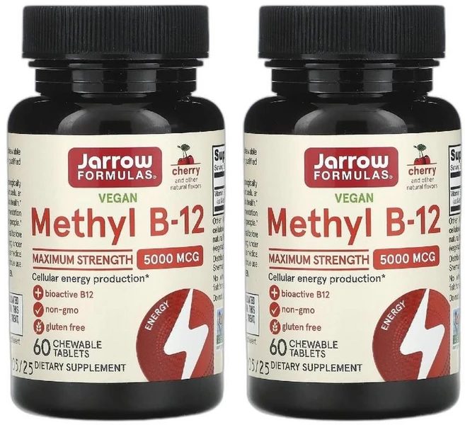 재로우 포뮬라 비건 메틸 B-12 최대 강도 체리 5000mcg 츄어블 60정 2개 - 쿠팡