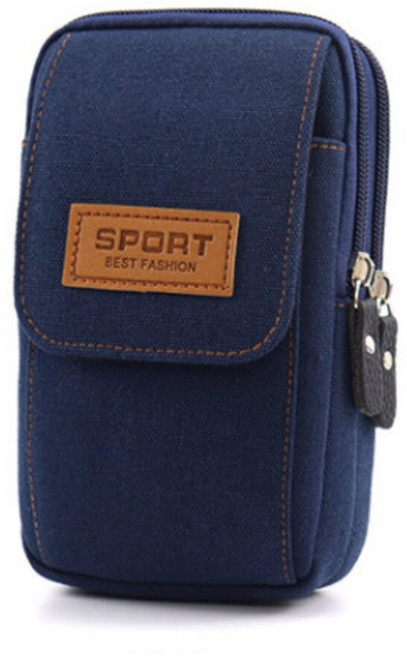 MO寶 手機腰包 手機掛包 登山手機袋, 7吋 直款 三層藍色, 1個