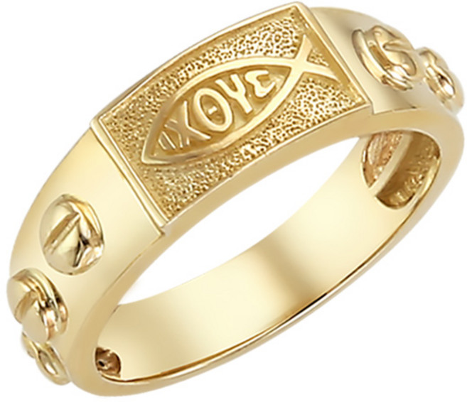 골드캣 14k 18k 물고기 방울 묵주반지 6.3g - R6023 (각인서비스)