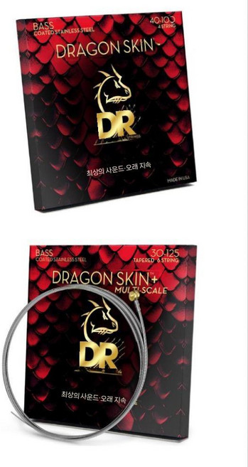 DR Strings Dragon 코팅 Skin+ 베이스 현 기타, 6현30-125퀀텀니켈코팅