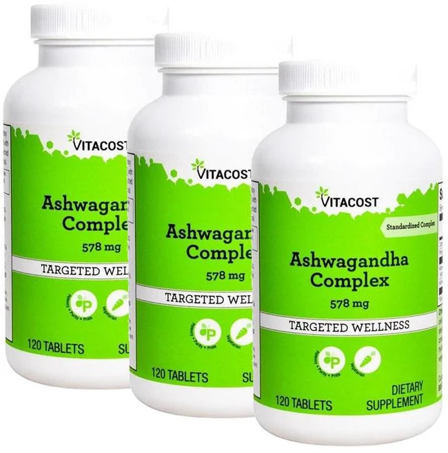 비타코스트 아슈와간다 콤플렉스 578mg 타블렛 Vitacost Ashwagandha Complex, 3개, 120정 - 쿠팡