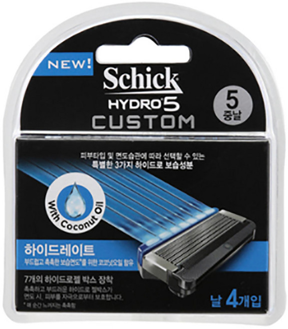 쉬크 하이드로5 커스텀 하이드레이트 면도기날, 4개입, 1개