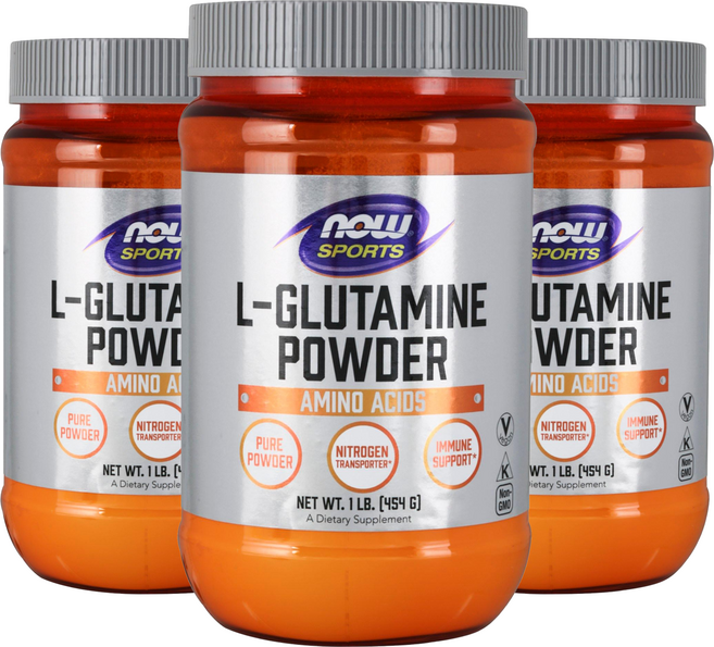 NOW Foods 左旋麩醯胺酸粉 Vegan, 454g, 3罐